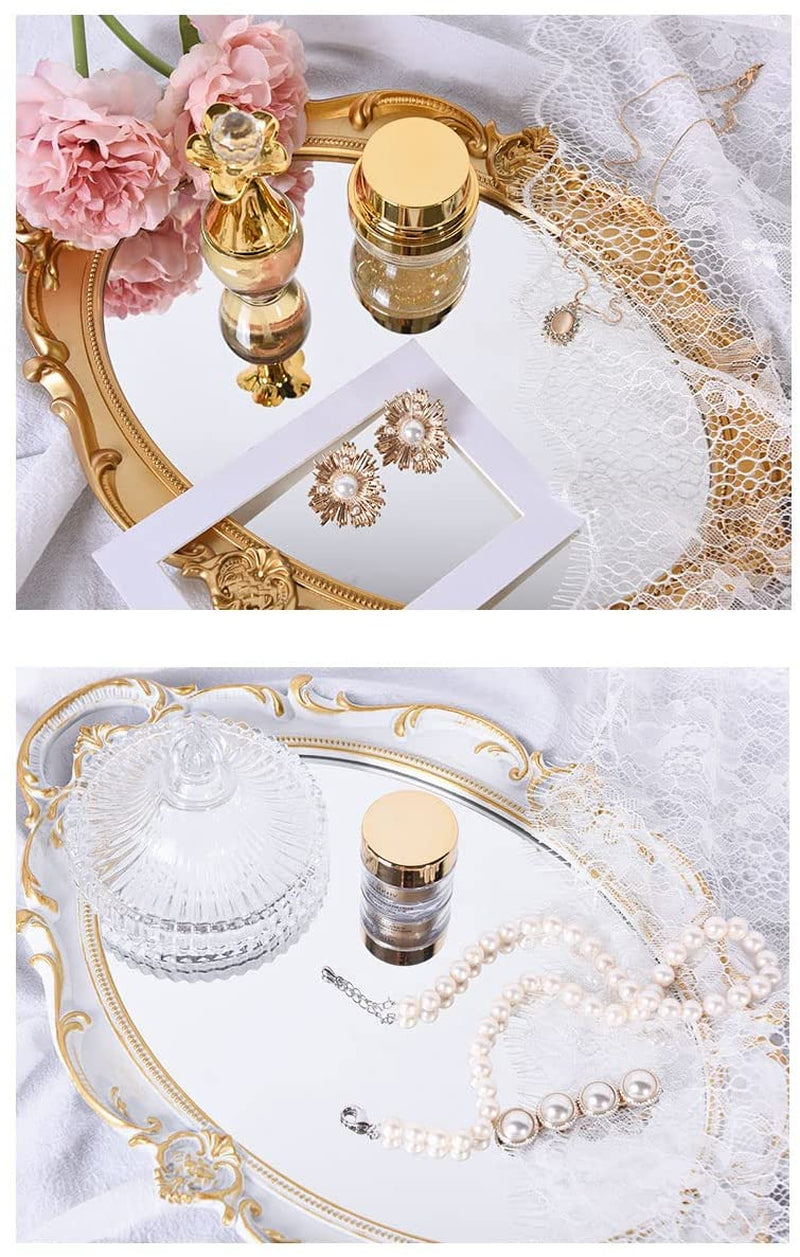 Decorative Tray - Gold Mirror Tray for Bathroom Vanity, Dessert & Coffee Table, Home Decor with Handle