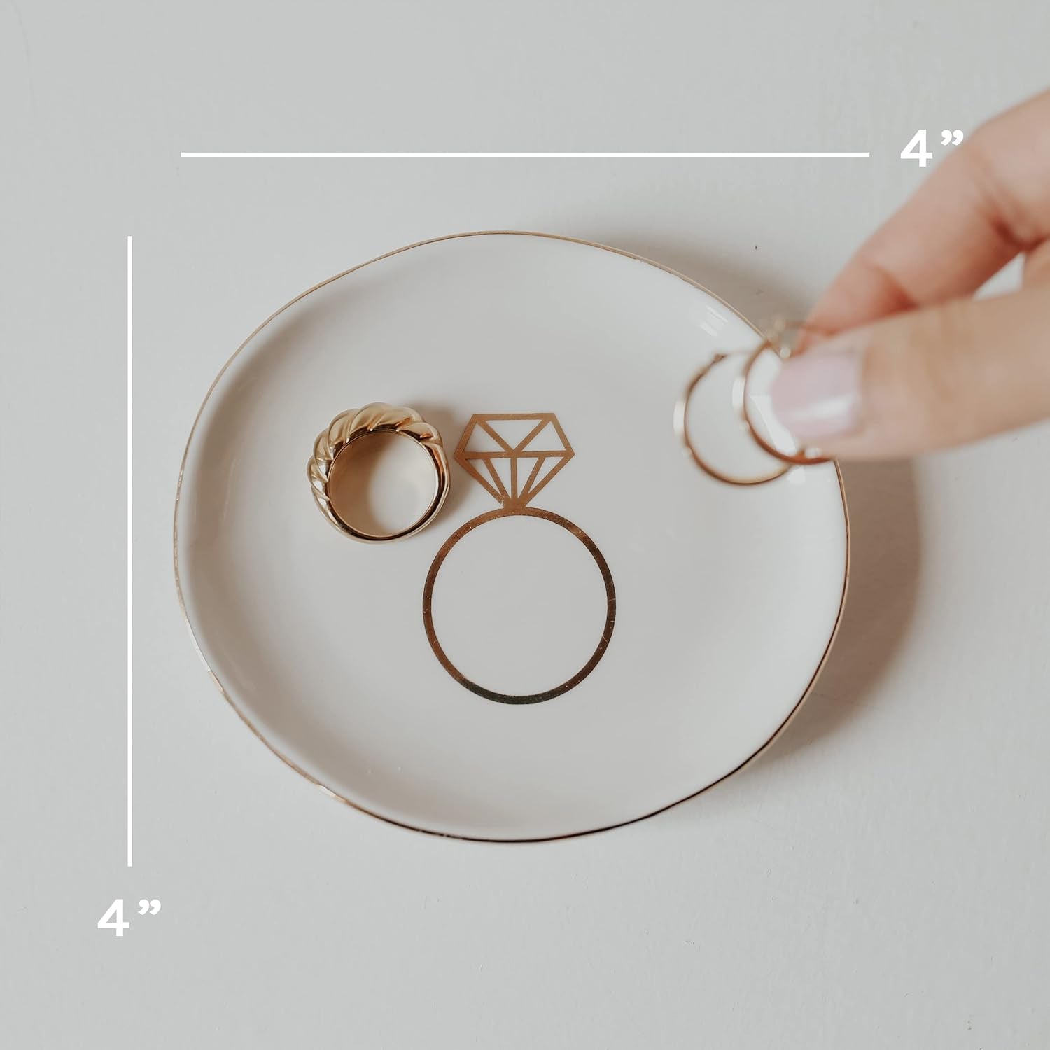 Mrs. Engagement Ring Dish - Ceramic Wedding Ring Dish Holder for Future Mrs - Ring Tray for Jewelry with Gold Foil Accents & Designs - Jewelry Dishes for Women Fiance & Bridal Shower