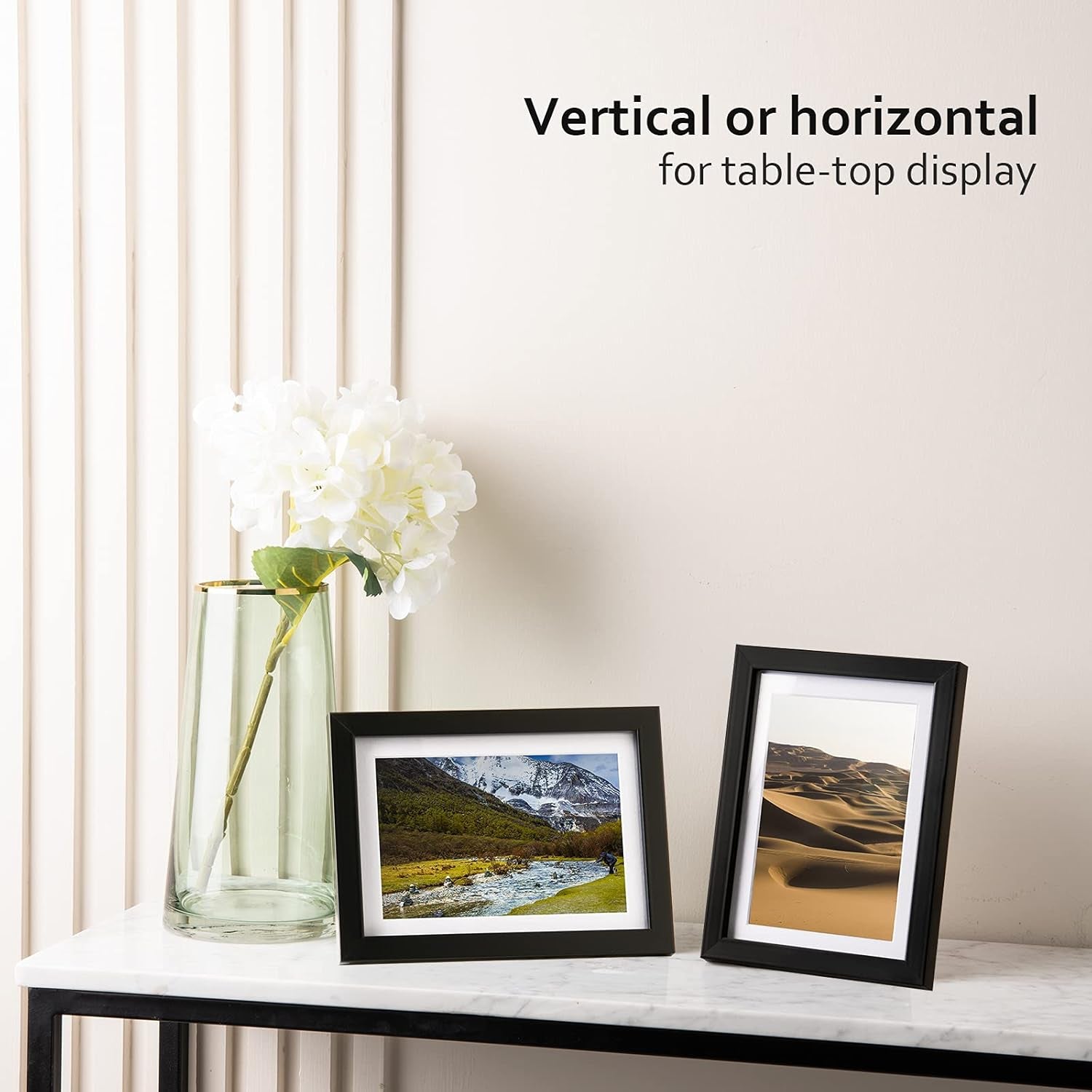 5X7 Picture Frame Black Set of 4, Wooden Photo Frames Matted 4X6 with Plexiglass for 4X6 with Mat or 5X7 without Mat for Table and Wall Display