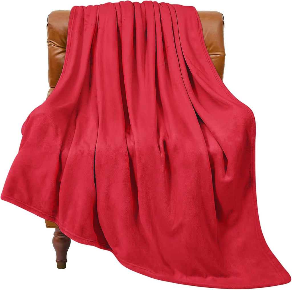 Fleece Blanket Red Throw Blanket for Couch & Bed, Luxury Plush Cozy Fuzzy Blanket 50" X 60", Super Soft Warm Lightweight Throw Blanket for Travel Camping