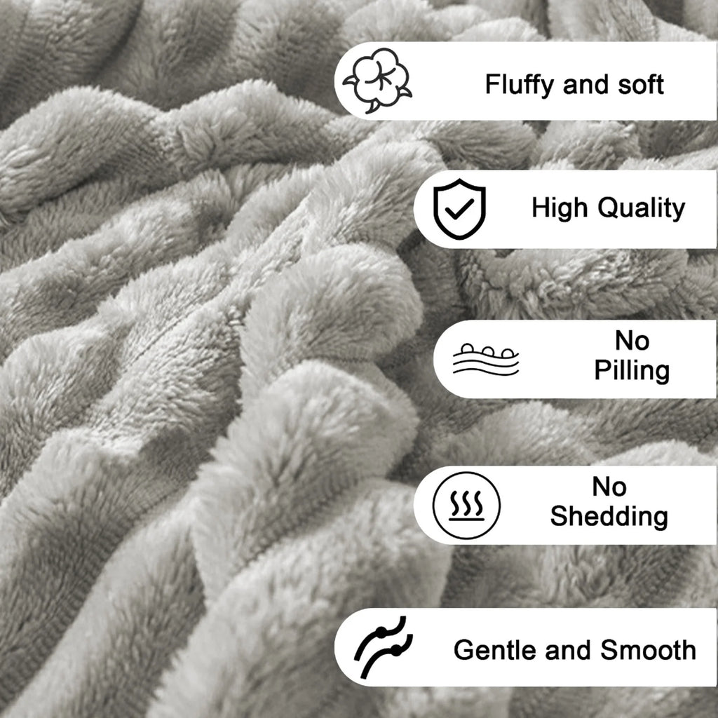 Fleece Throw Blanket, Extra Soft Lightweight Blanket with Strip, Plush Fuzzy Cozy Blankets and Throws for Couch, Bed, Sofa Cozy, Warm and Breathable
